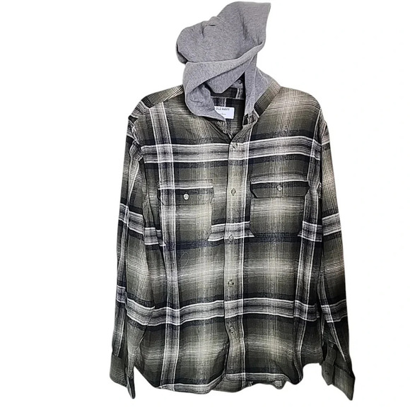Old Navy Upcycled Billie Ellish  Flannel Hoodie. New with tag. Size Large - Picture 3 of 5